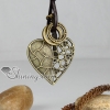 genuine leather copper openwork heart pendant adjustable long necklaces design A