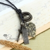 genuine leather copper openwork heart pendant adjustable long necklaces design B