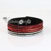 genuine leather crystal rhinestone wrap slake bracelets wristbands adjustable design J