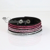 genuine leather crystal rhinestone wrap slake bracelets wristbands adjustable design E