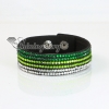 genuine leather crystal rhinestone wrap slake bracelets wristbands adjustable design I