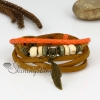 genuine leather multi layer leaf charm wrap bracelets design A