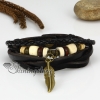 genuine leather multi layer leaf charm wrap bracelets design B