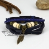 genuine leather multi layer leaf charm wrap bracelets design E