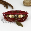 genuine leather multi layer leaf charm wrap bracelets design F