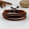 genuine leather multi layer wristbands adjustable drawstring bracelets unisex design C