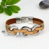 genuine leather three layer triple layer ring snap wrap bracelets design E