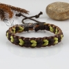 genuine leather waxed cotton cord woven wristbands adjustable drawstring rainbow bracelets unisex design D