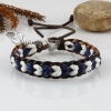 genuine leather waxed cotton cord woven wristbands adjustable drawstring rainbow bracelets unisex design H