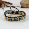 genuine leather waxed cotton cord woven wristbands adjustable drawstring rainbow bracelets unisex design I