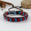 genuine leather waxed cotton cord woven wristbands adjustable drawstring rainbow bracelets unisex design J