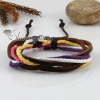genuine leather waxed cotton cord woven wristbands drawstring adjustable rainbow bracelets unisex design C