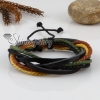 genuine leather waxed cotton cord woven wristbands drawstring adjustable rainbow bracelets unisex design E