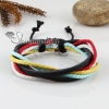 genuine leather waxed cotton cord woven wristbands drawstring adjustable rainbow bracelets unisex design H