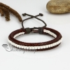 genuine leather woven multi layer drawstring wrap bracelets design C