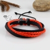genuine leather woven multi layer wristband drawstring bracelets for men and women orange