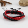 genuine leather woven multi layer wristband drawstring bracelets for men and women red