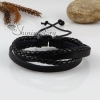 genuine leather woven multi layer wristband drawstring bracelets for men and women black