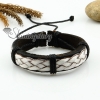 genuine leather woven wristbands adjustable drawstring bracelets unisex design E