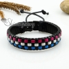 genuine leather woven wristbands adjustable drawstring rainbow bracelets unisex design D