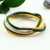 genuine leather wrap double layer wristbands rainbow bracelets unisex design C