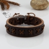 genuine leather wristbands adjustable cotton drawstring cross bracelets unisex design D