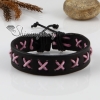 genuine leather wristbands adjustable cotton drawstring cross bracelets unisex design E