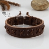 genuine leather wristbands adjustable cotton drawstring cross bracelets unisex design A