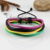 genuine leather wristbands adjustable drawstring multi layer bracelets unisex design E