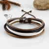 genuine leather wristbands adjustable drawstring multi layer bracelets unisex design A