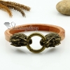 genuine leather wristbands charm toggle dragon skull bracelets unisex design A