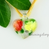 glass heart pendants italian murano glass flowers inside necklaces with pendants design B