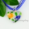 glass heart pendants italian murano glass flowers inside necklaces with pendants design C