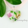 glass heart pendants italian murano glass flowers inside necklaces with pendants design D