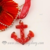 glitter anchor lampwork murano glass necklaces pendants jewelry red