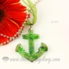 glitter anchor lampwork murano glass necklaces pendants jewelry green
