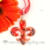 glitter fleur de lis lampwork murano glass necklaces pendants jewelry red