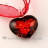 glitter heart flower lampwork murano glass necklaces pendants jewelry assorted color--black base