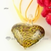 glitter heart lines lampwork murano glass necklaces pendants jewelry yellow
