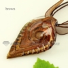 glitter leaf lampwork murano glass necklaces pendants jewelry brown