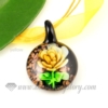 glitter round flower lampwork murano glass necklaces pendants jewelry yellow
