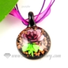 glitter round flower lampwork murano glass necklaces pendants jewelry purple