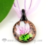 glitter round flower lampwork murano glass necklaces pendants jewelry pink