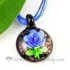 glitter round flower lampwork murano glass necklaces pendants jewelry blue