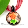 glitter round flower lampwork murano glass necklaces pendants jewelry light red