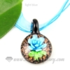 glitter round flower lampwork murano glass necklaces pendants jewelry light blue
