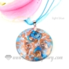 glitter round foil lampwork murano glass necklaces pendants jewelry light blue