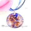 glitter round foil lampwork murano glass necklaces pendants jewelry blue