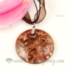 glitter round foil lampwork murano glass necklaces pendants jewelry brown