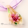 glitter teardrop flower lampwork murano glass necklaces pendants jewelry assorted color--white base